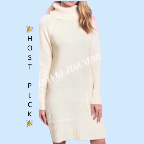 Dresses & Skirts - IVORY TURTLENECK SOFT SWEATER DRESS